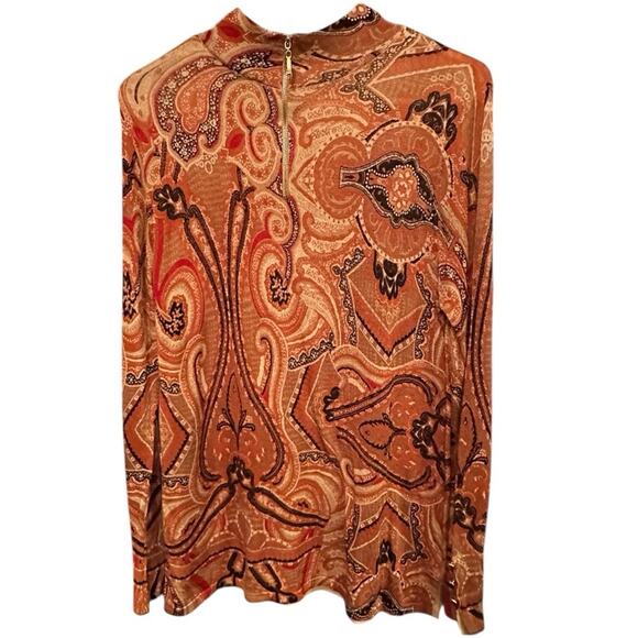 Chico's NWT Mock neck Light Sweater tunic Multicolor Paisley Print Size 2  Large - Picture 3 of 7